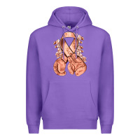 Purple Uterine Cancer peach ribbon with boxing gloves Premium Hoodie - NancyCooperArtShop