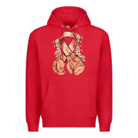 Red Uterine Cancer peach ribbon with boxing gloves Premium Hoodie - NancyCooperArtShop