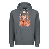 Rock Uterine Cancer peach ribbon with boxing gloves Premium Hoodie - NancyCooperArtShop
