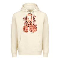 Sandshell Uterine Cancer peach ribbon with boxing gloves Premium Hoodie - NancyCooperArtShop