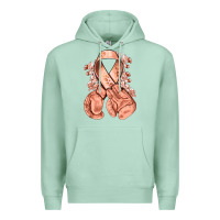 Seafoam Uterine Cancer peach ribbon with boxing gloves Premium Hoodie - NancyCooperArtShop