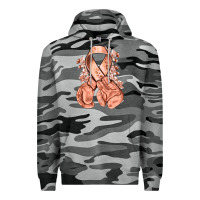Slate Camo Uterine Cancer peach ribbon with boxing gloves Premium Hoodie - NancyCooperArtShop