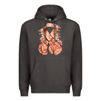 Smoke Uterine Cancer peach ribbon with boxing gloves Premium Hoodie - NancyCooperArtShop