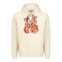 Tofu Uterine Cancer peach ribbon with boxing gloves Premium Hoodie - NancyCooperArtShop