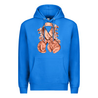 True Royal Uterine Cancer peach ribbon with boxing gloves Premium Hoodie - NancyCooperArtShop