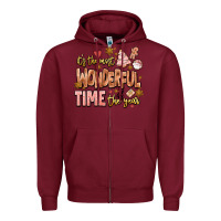 Burgundy its the most wonderful time of the year Zipper Hoodie - MaliasSmallBusiness