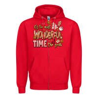 Red its the most wonderful time of the year Zipper Hoodie - MaliasSmallBusiness
