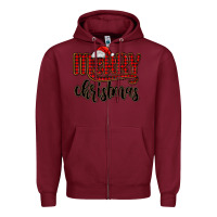 Burgundy merry christmas Zipper Hoodie - MaliasSmallBusiness