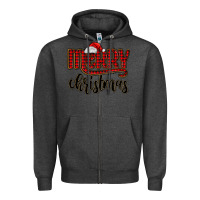 Charcoal Heather merry christmas Zipper Hoodie - MaliasSmallBusiness