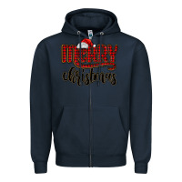 Navy merry christmas Zipper Hoodie - MaliasSmallBusiness