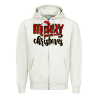 Oatmeal Heather merry christmas Zipper Hoodie - MaliasSmallBusiness