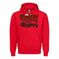 Red merry christmas Zipper Hoodie - MaliasSmallBusiness