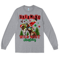 Heather Grey dreaming of a wild west christmas cowboy santa Long Sleeve Tee - MaliasSmallBusiness