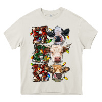 Cream hohoho cows Heavy Core Tee - RanaPortraitStore