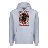 Heather Grey Christmas life is better with a dachshund Premium Hoodie - JahusDesignShop
