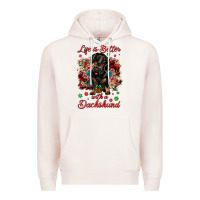 Pale Pink Christmas life is better with a dachshund Premium Hoodie - JahusDesignShop