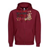 Burgundy its the most wonderful time of the year Zipper Hoodie - MaliasSmallBusiness