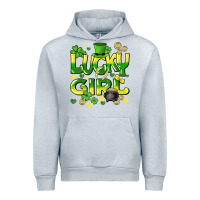 Heather Grey lucky girl st. patricks day Urban Hoodie - HowdyJamesFarm