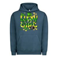 Pigment Midnight Navy lucky girl st. patricks day Urban Hoodie - HowdyJamesFarm