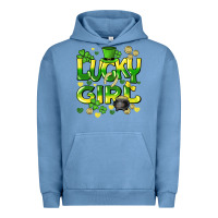 Pigment Pebble Blue lucky girl st. patricks day Urban Hoodie - HowdyJamesFarm