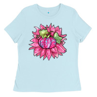 Baby Blue sunflower pumpkin breast cancer Ladies Tee - Zillion Design Studio