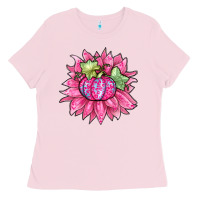 Bubblegum Pink sunflower pumpkin breast cancer Ladies Tee - Zillion Design Studio