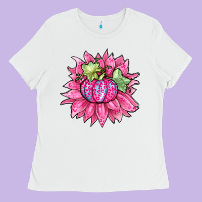 Sunflower Pumpkin Breast Cancer Ladies Tee Designed By Zillion Design Studio