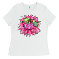 White sunflower pumpkin breast cancer Ladies Tee - Zillion Design Studio