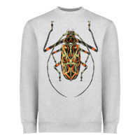 Heather Grey Acrocinus Beetle Illustrations Heavyweight Sweatshirt - LillyAllenDesigns