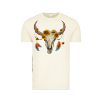 Vintage Arctic bull skull sunflowers and feathers Vintage Tee - AdoDesignShop