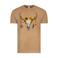 Vintage Camel bull skull sunflowers and feathers Vintage Tee - AdoDesignShop