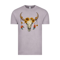 Vintage Zinc bull skull sunflowers and feathers Vintage Tee - AdoDesignShop