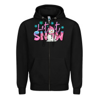 Black let it snow pink christmas snowman Zipper Hoodie - MaliasSmallBusiness