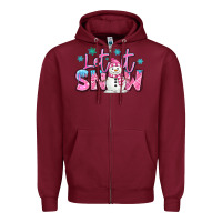 Burgundy let it snow pink christmas snowman Zipper Hoodie - MaliasSmallBusiness