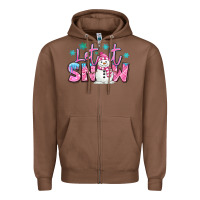 Chestnut let it snow pink christmas snowman Zipper Hoodie - MaliasSmallBusiness
