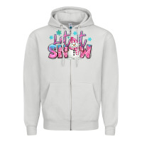 Let It Snow Pink Christmas Snowman Zipper Hoodie | Teevron