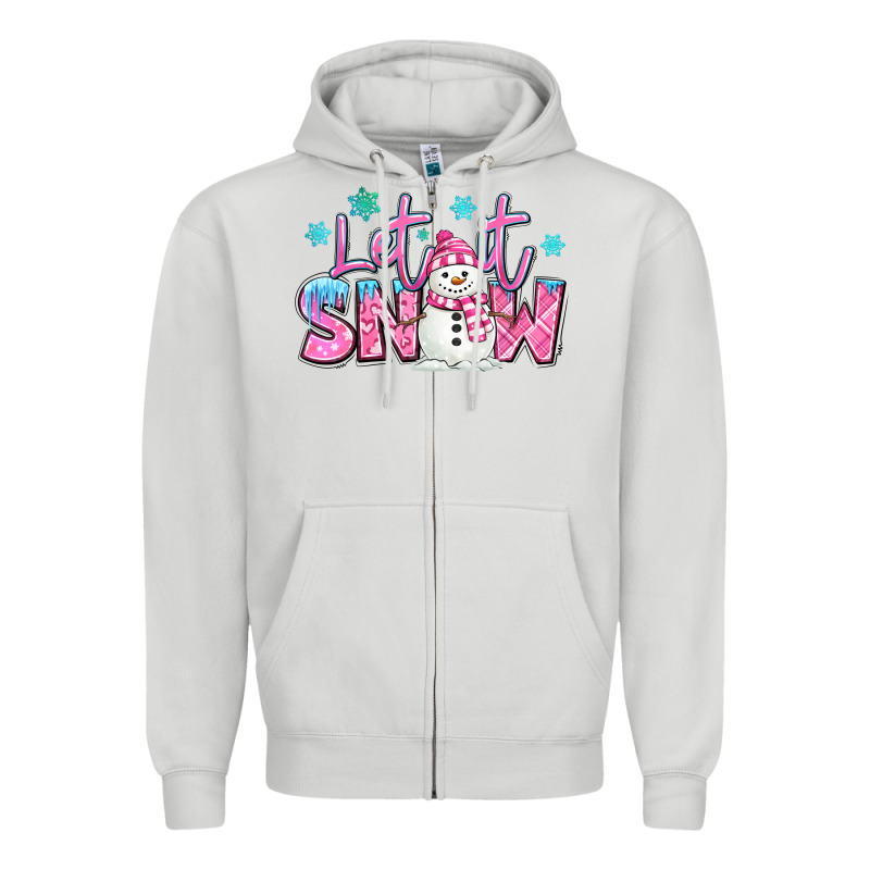 Let It Snow Pink Christmas Snowman Zipper Hoodie by MaliasSmallBusiness | Teevron