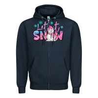 Navy let it snow pink christmas snowman Zipper Hoodie - MaliasSmallBusiness