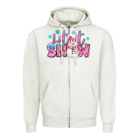 Oatmeal Heather let it snow pink christmas snowman Zipper Hoodie - MaliasSmallBusiness