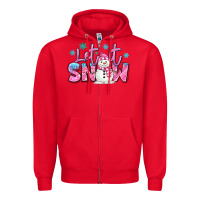 Red let it snow pink christmas snowman Zipper Hoodie - MaliasSmallBusiness