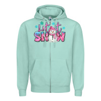 Seafoam let it snow pink christmas snowman Zipper Hoodie - MaliasSmallBusiness