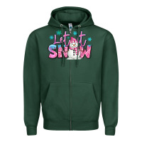 Sports Green let it snow pink christmas snowman Zipper Hoodie - MaliasSmallBusiness