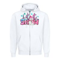 White let it snow pink christmas snowman Zipper Hoodie - MaliasSmallBusiness
