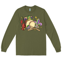 Army Green mardi gras baseball Long Sleeve Tee - MaliasSmallBusiness