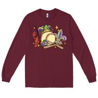 Burgundy mardi gras baseball Long Sleeve Tee - MaliasSmallBusiness