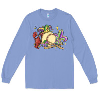 Colony Blue mardi gras baseball Long Sleeve Tee - MaliasSmallBusiness