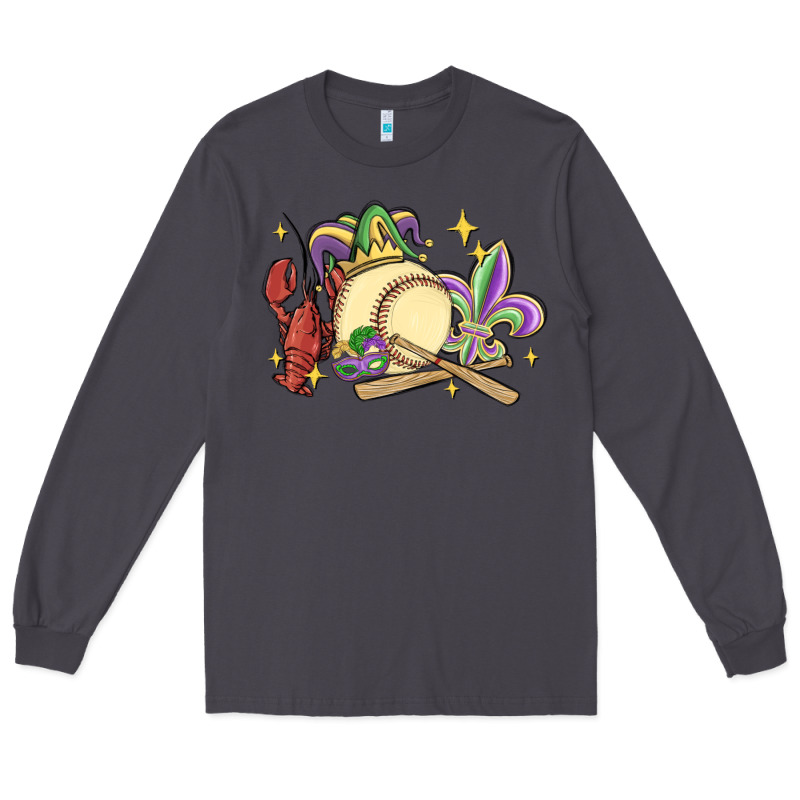 Mardi Gras Baseball Long Sleeve Tee by MaliasSmallBusiness | Teevron