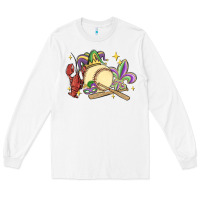 White mardi gras baseball Long Sleeve Tee - MaliasSmallBusiness