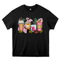 Black flowers coffee cups Heavy Core Tee - Zillion Design Studio