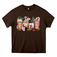 Chocolate Brown flowers coffee cups Heavy Core Tee - Zillion Design Studio